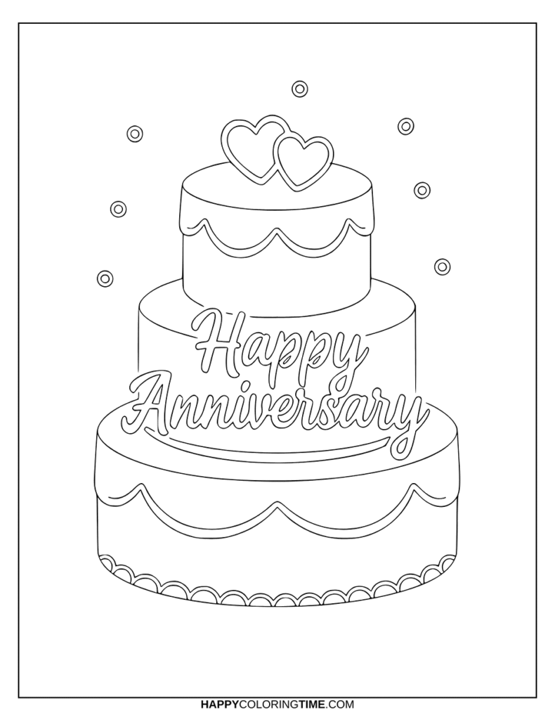 Coloriage de gâteau de mariage