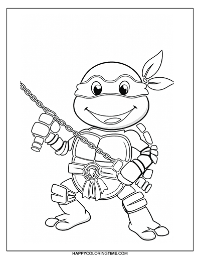 Coloriages de Michelangelo, la Tortue Ninja