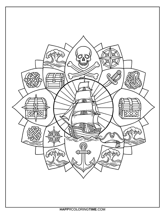 Coloriages de mandalas de pirates