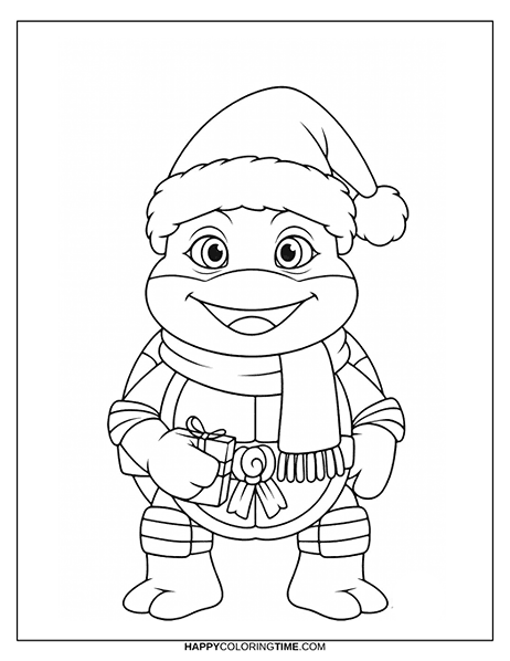 Pages de coloriage de Noël des Tortues Ninja