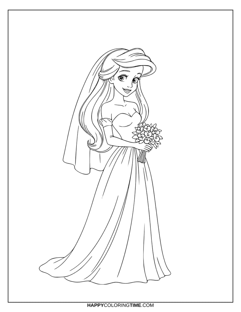 coloriage ariel mariage