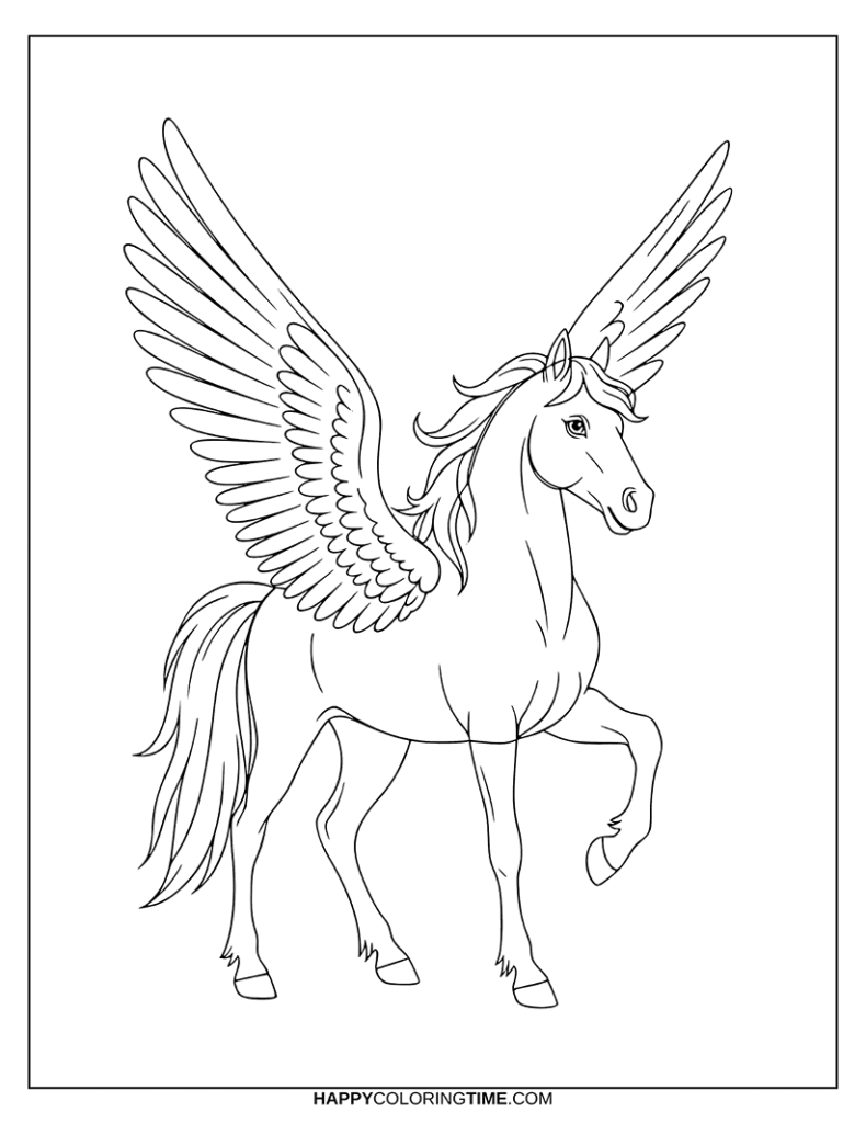 coloriage cheval ailé