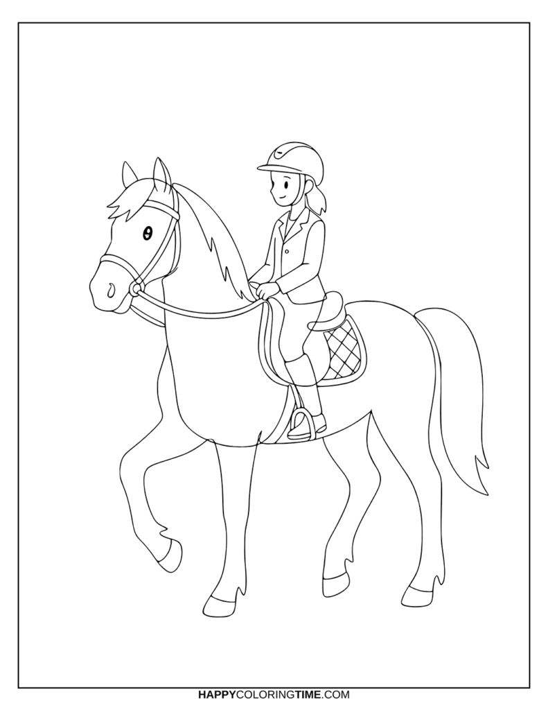 coloriage cheval avec cavaliere