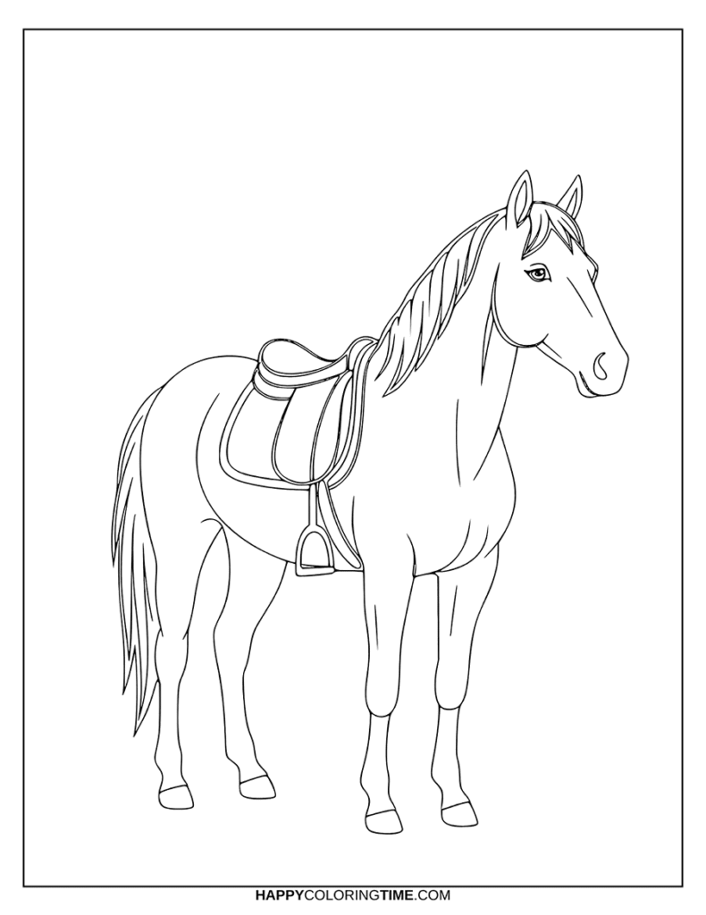 coloriage cheval avec selle