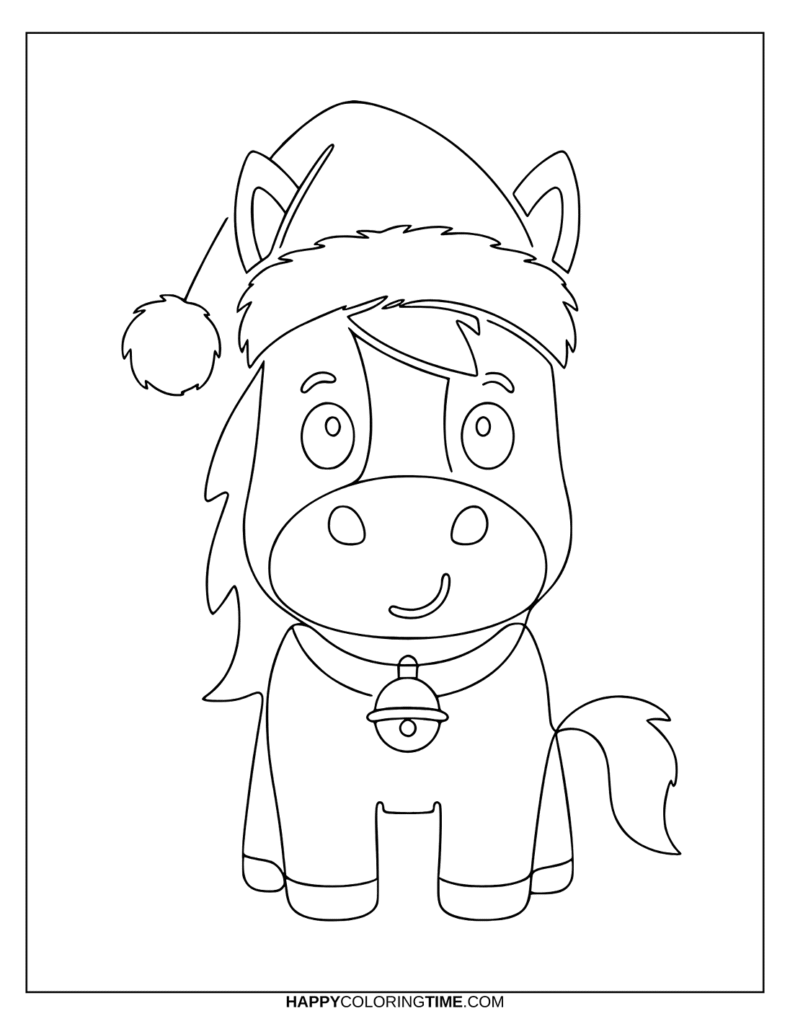 coloriage cheval noel