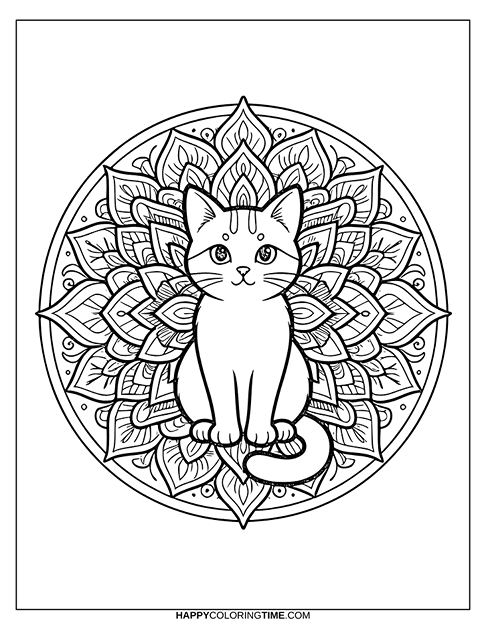 coloriage mandala chat