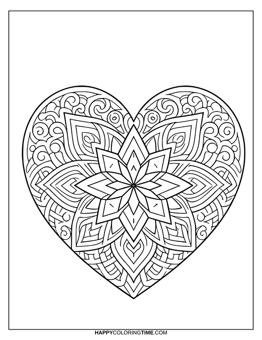 coloriage mandala coeur