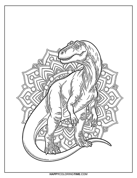 coloriage mandala dinosaure 