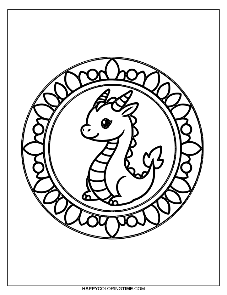 coloriage mandala dragon 