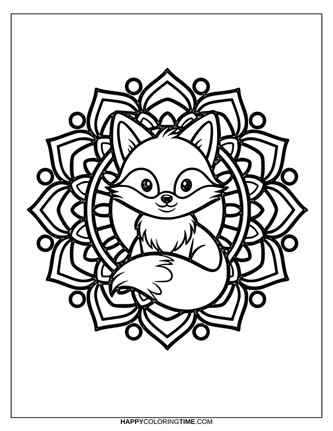coloriage mandala renard 