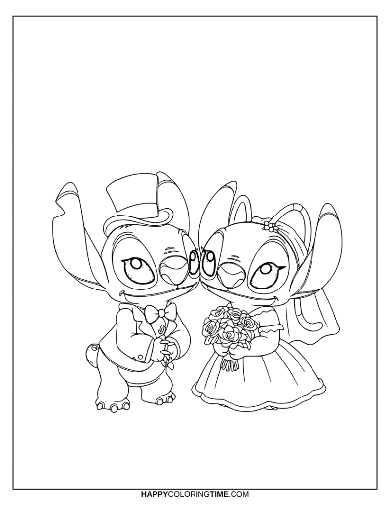 coloriage mariage stitch et angel