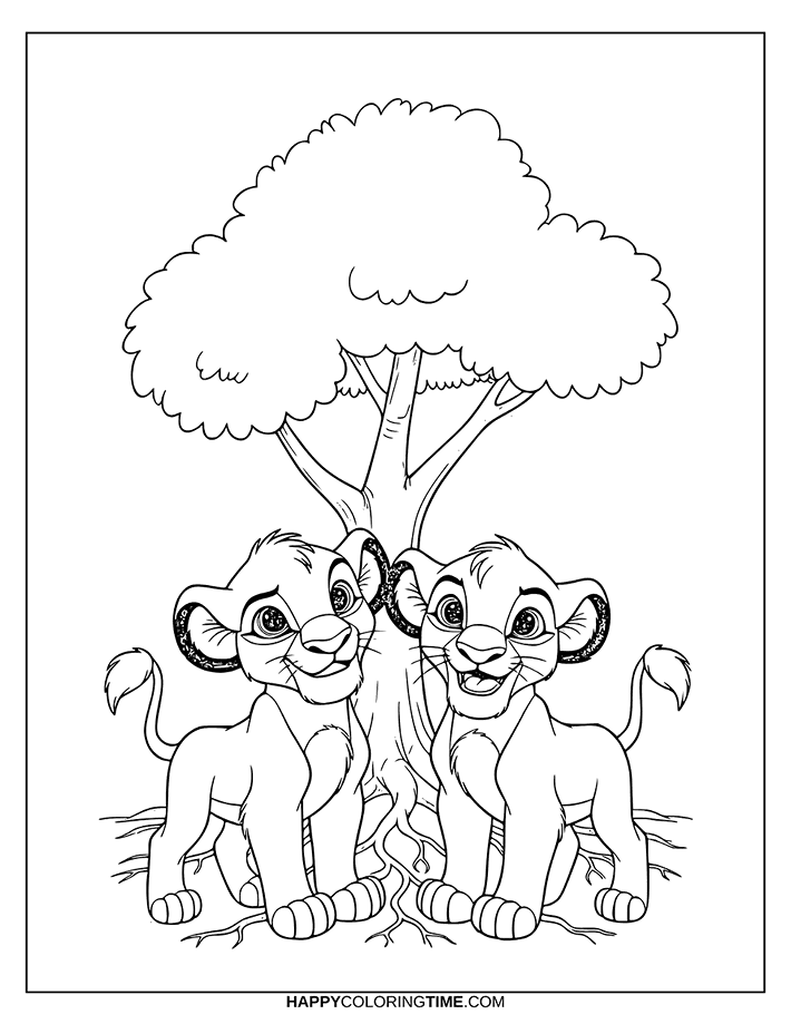 coloriage roi lion simba et nala