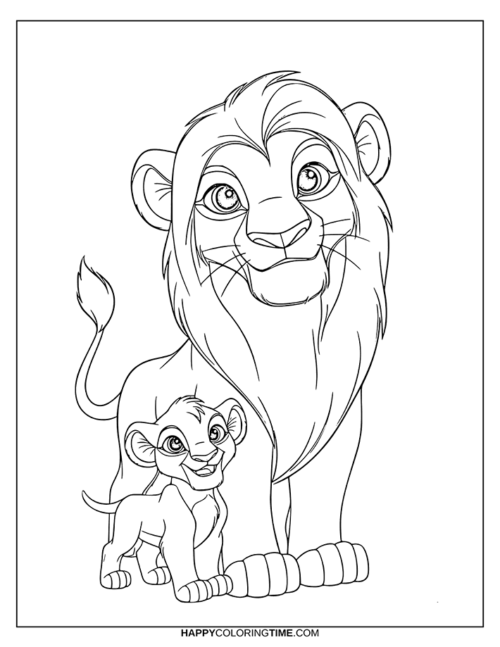coloriage simba et kiara