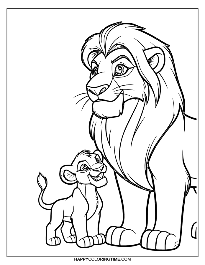 coloriage simba et mufasa