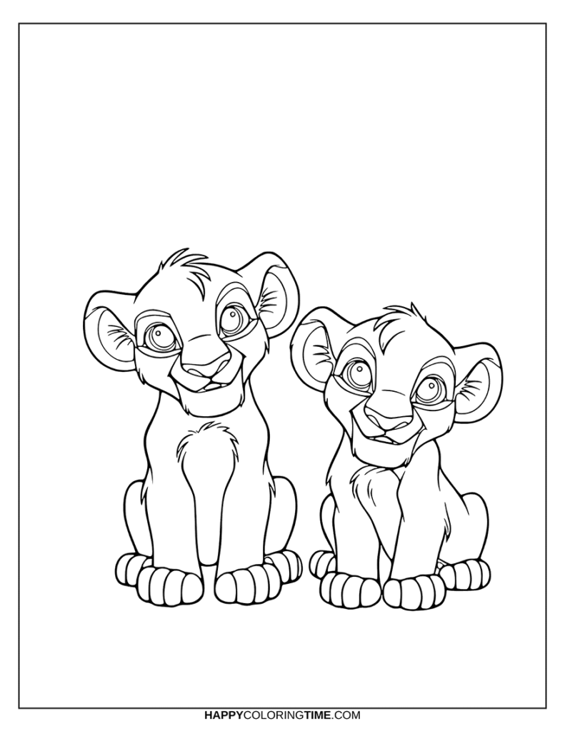 coloriage simba et nala