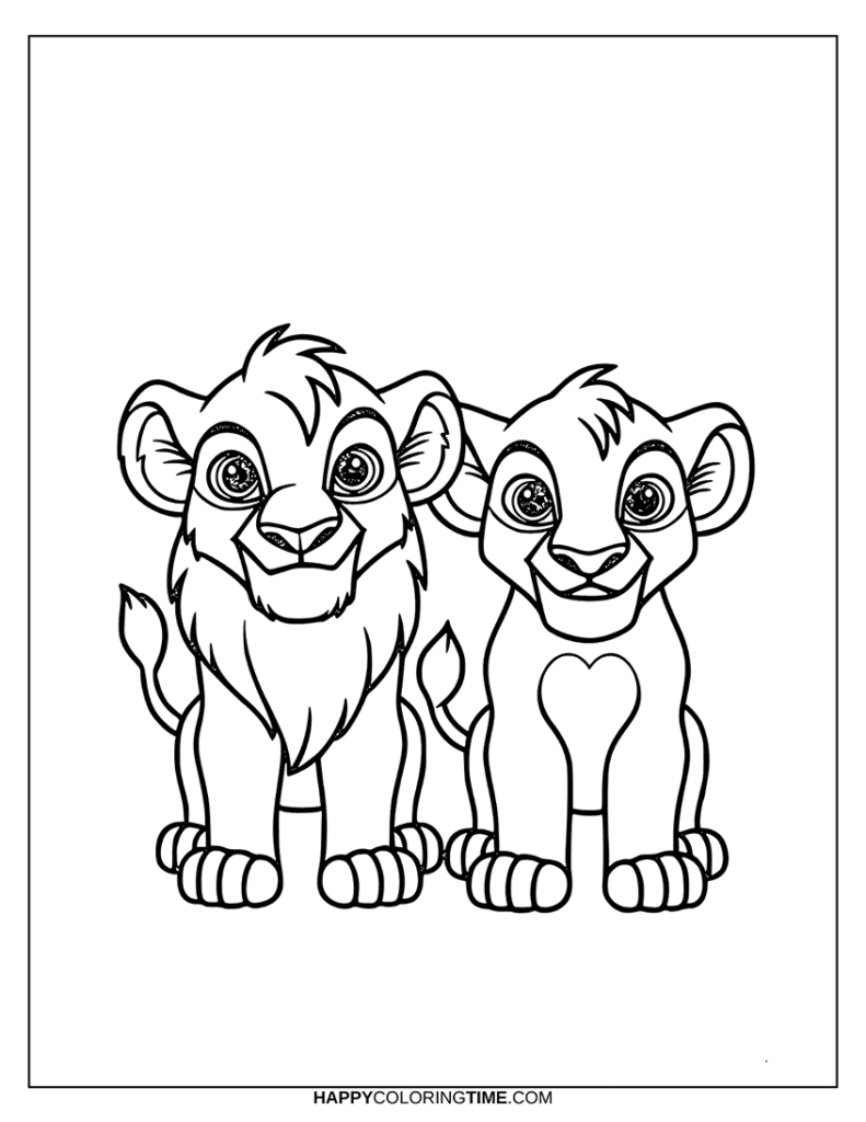 coloriage simba et nala à imprimer