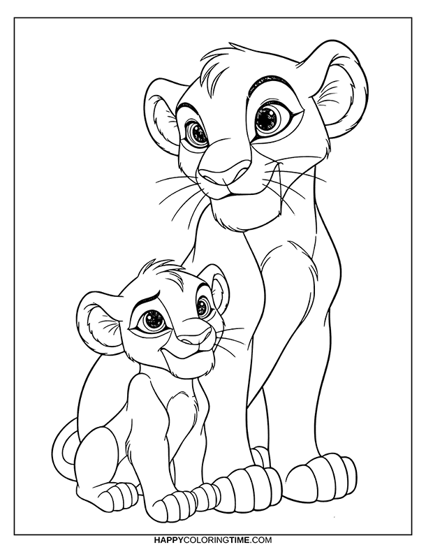 coloriage simba et sa maman