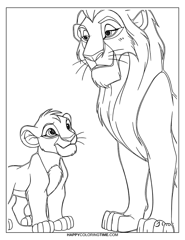 coloriage simba et scar