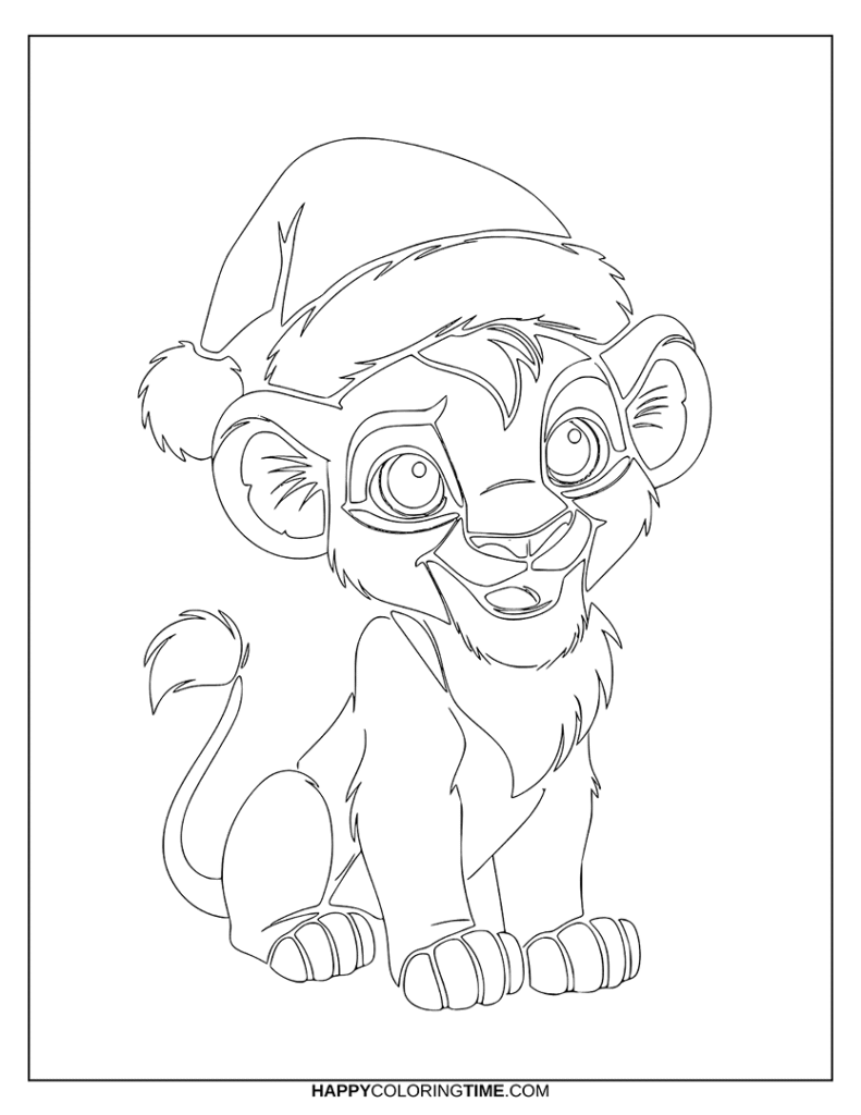 coloriage simba noel