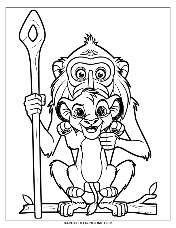 dessin simba arbre rafiki